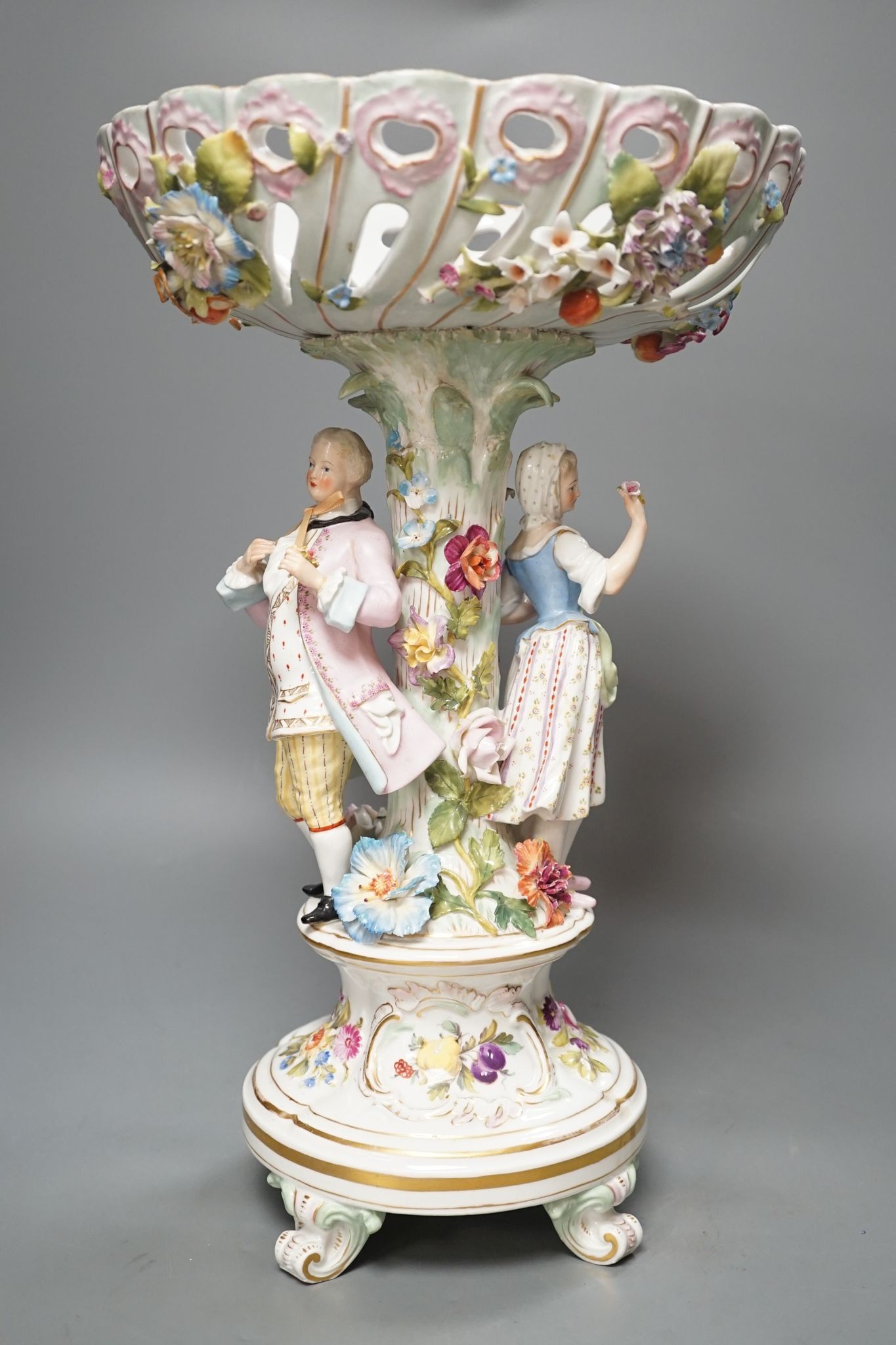 A large Pottschapel figural centrepiece bowl, 42cm